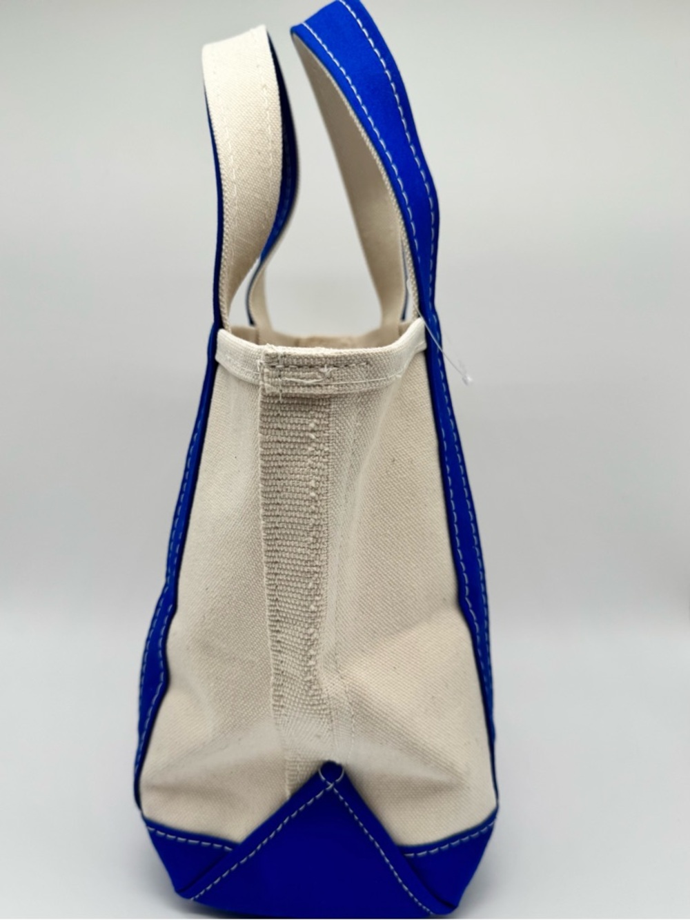 L.L. Bean Boat and Tote Canvas Bag Blue Trim Made in USA Open Top Classic Small - Picture 2 of 8
